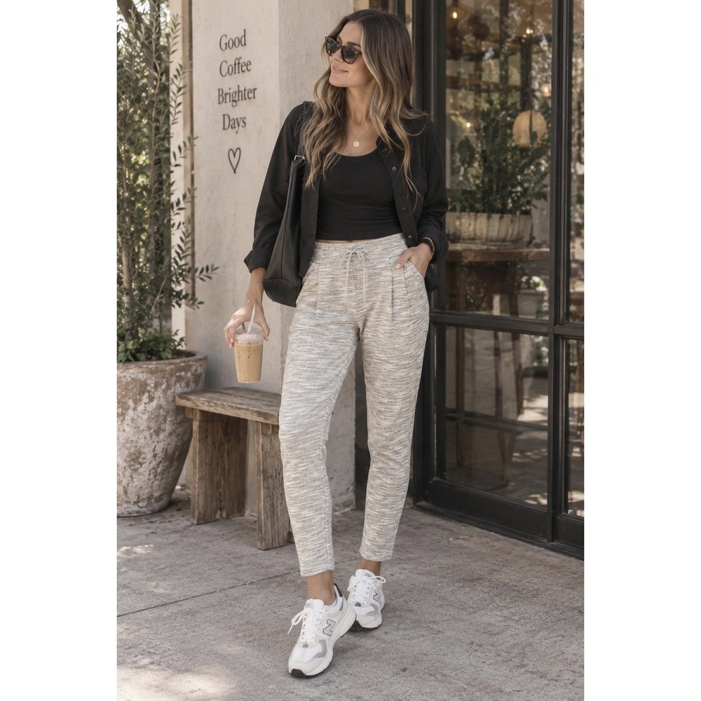 Lilka Anthropologie Pants Women Small Gray Jogger Textured Knit Loungewear